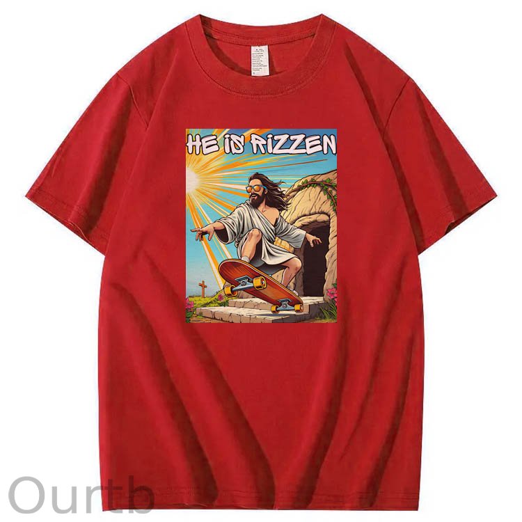 He is Rizzin Funny Cool Pattern Print Crew Neck T-Shirt