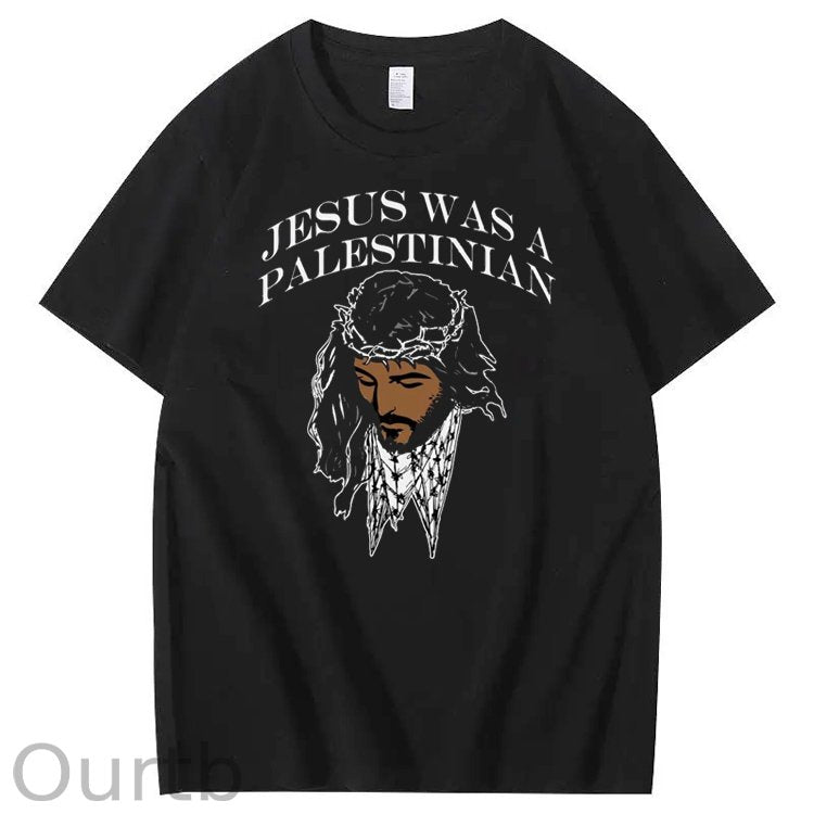 Jesus Was Palestinian Pattern Print Crew Neck T-Shirt