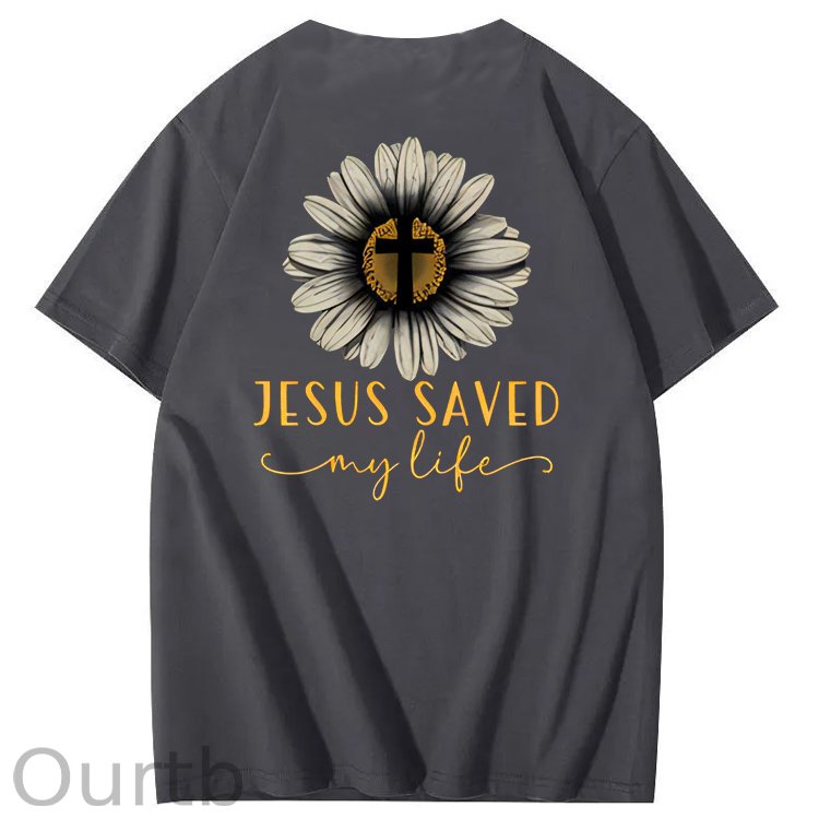 Jesus Saves My Life Pattern100% Cotton T-Shirt