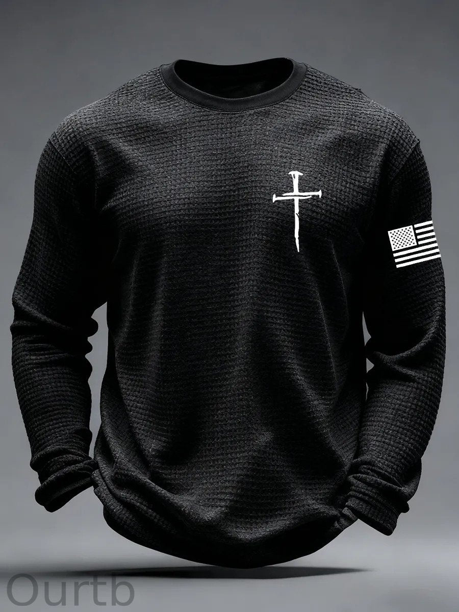 Men's Jesus The Way The Truth The Life Cross Waffle Long Sleeve T-Shirt