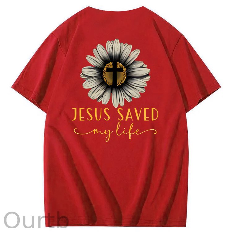 Jesus Saves My Life Pattern100% Cotton T-Shirt