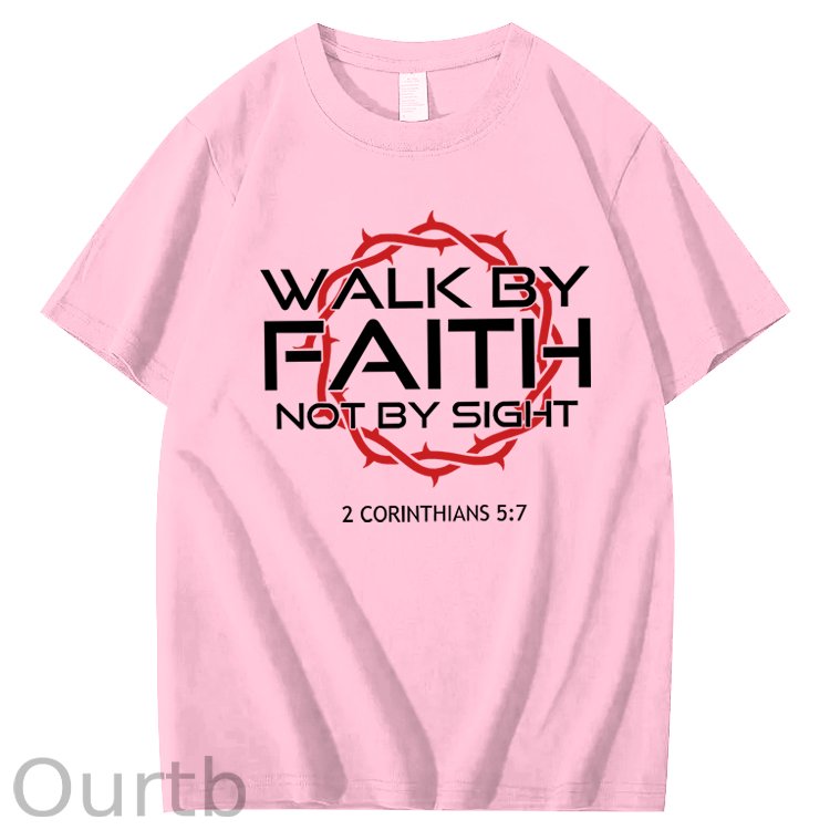 Jesus Walk By Faith Christian 100% Cotton T-Shirt