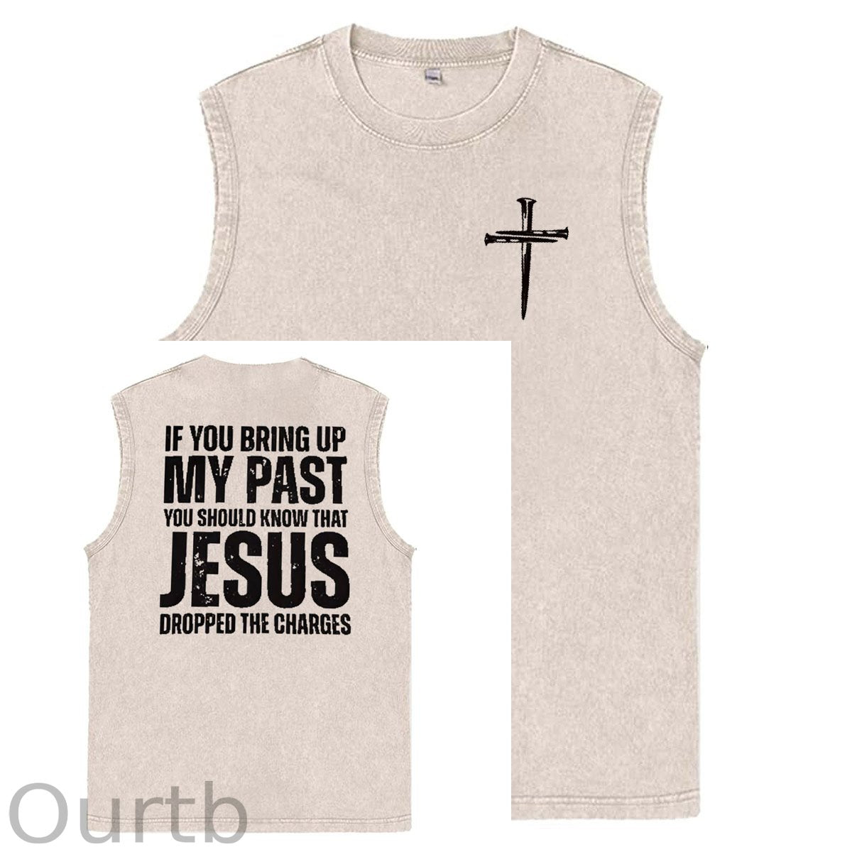 If You Bring Up My Past Print Pattern Sleeveless Cotton Washed Printed Loose Vest