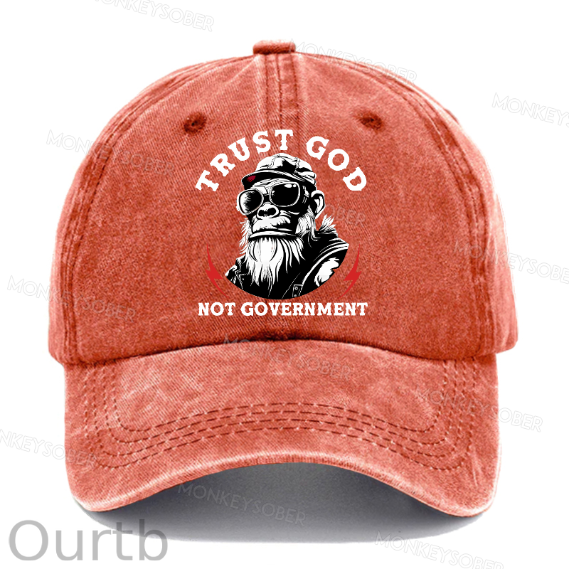 Trust God Not Government Washed Baseball Caps