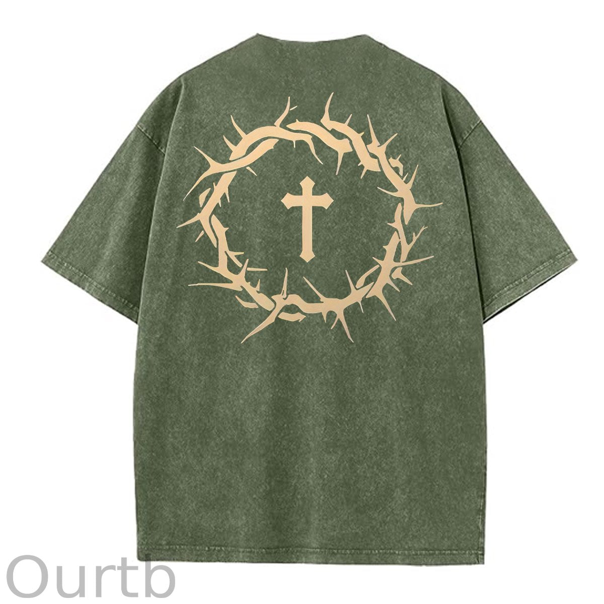 Faith Over Fear  Pattern Washing And Aging Process Crew Neck T-Shirt