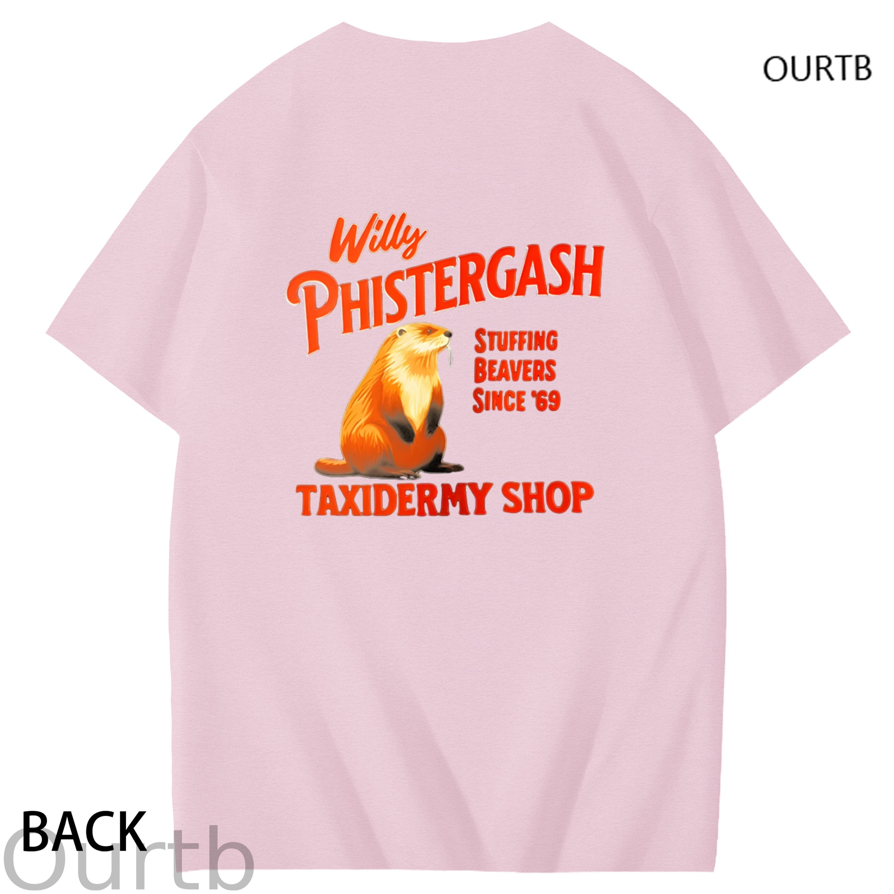 Willy Phistergash Stuffing Beavers Since'69 Taxidermy Shop Art Pattern Print T-Shirt