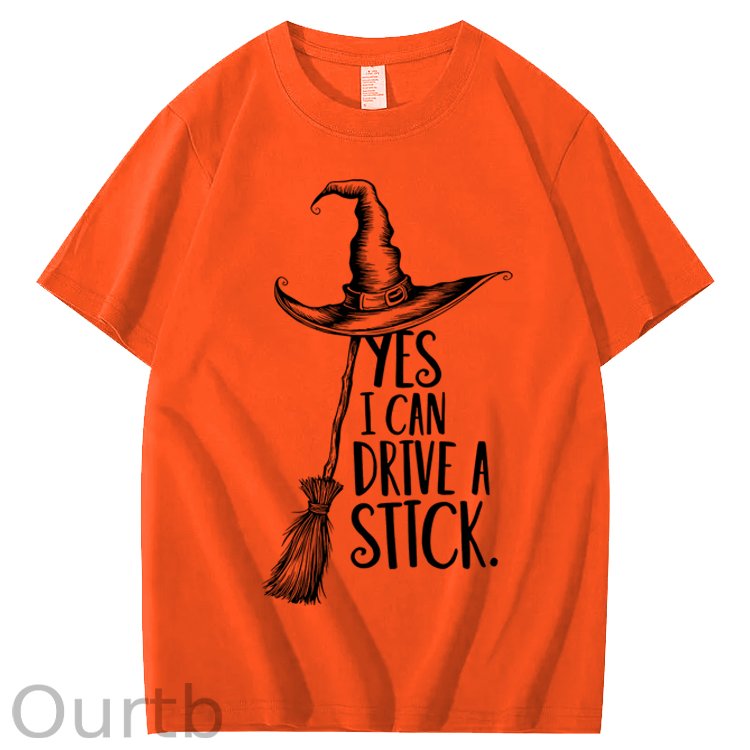 Yes I Can Drive a Stick 100% Cotton Witch T-Shirt