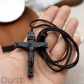 Jesus On The Cross Wooden Necklace