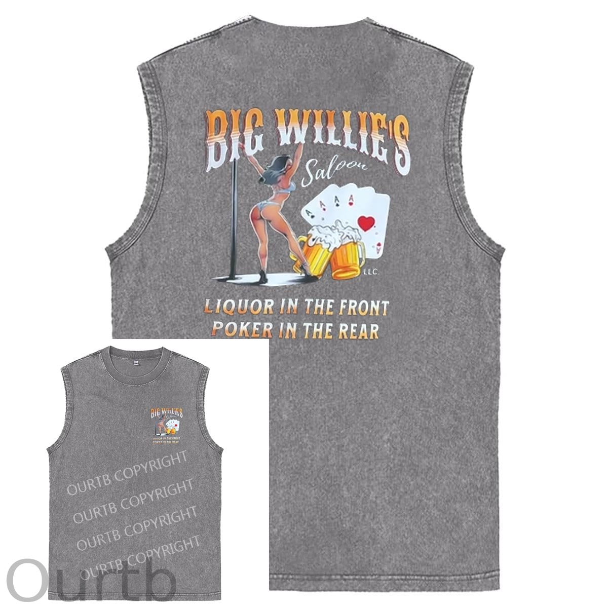 Big Willie's Pattern Print Sleeveless Cotton Washed Printed Loose Vest