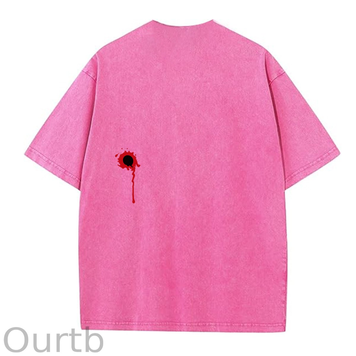 I'm Fine Pattern Washing And Aging Process Crew Neck T-Shirt