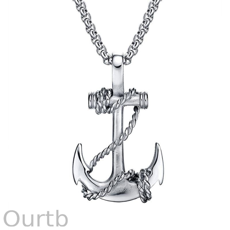Casual Vintage Anchor Cross Necklace 76908011TO