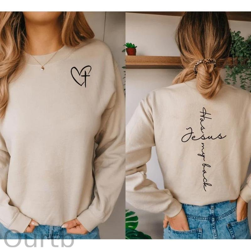 Jesus Has My Back Cotton Fleece Sweatshirt