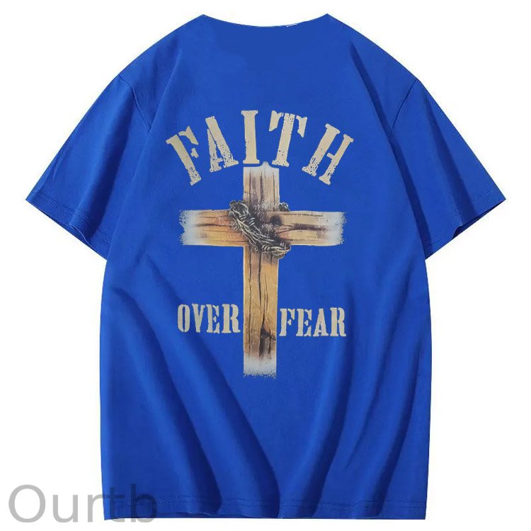 Faith Over Fear  Pattern Print 100%Cotton T-Shirt