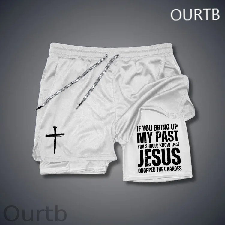 If You Bring Up My Past You Should Know That Jesus Dropped The Charges Cross Art Print Shorts Pants