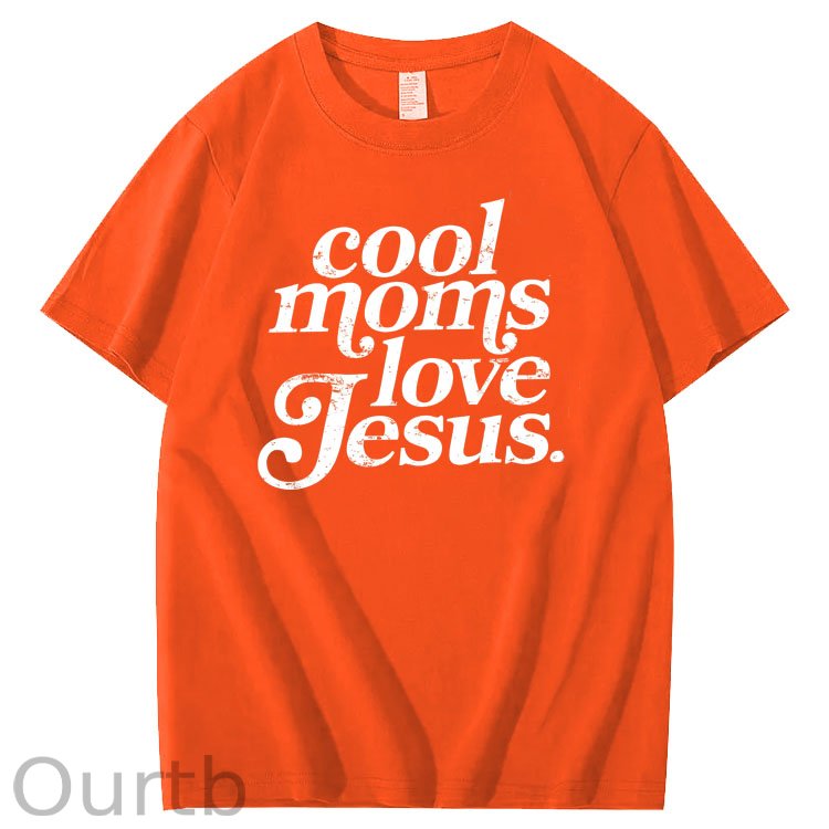 Cool Moms Love Jesus  Pattern 100% Cotton T-Shirt
