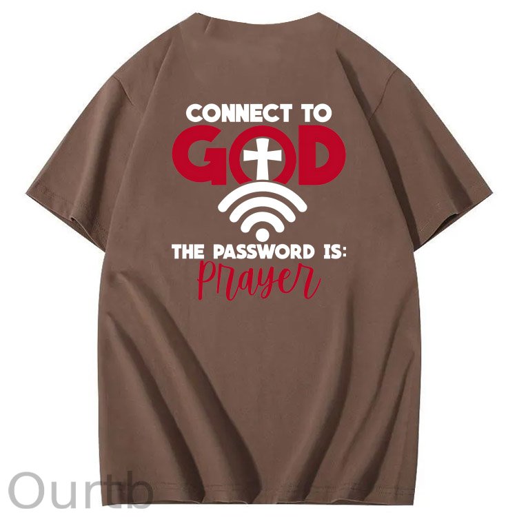 Connect To God The Password is Pattern  Print 100%Cotton T-Shirt