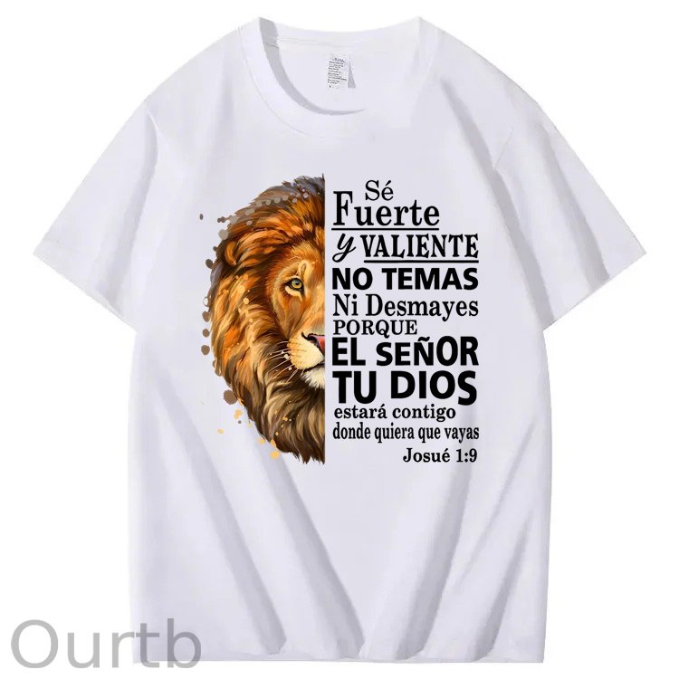 Valiente Josue 1:9 Spanish Christian Bible Verse 100% Cotton T-Shirt