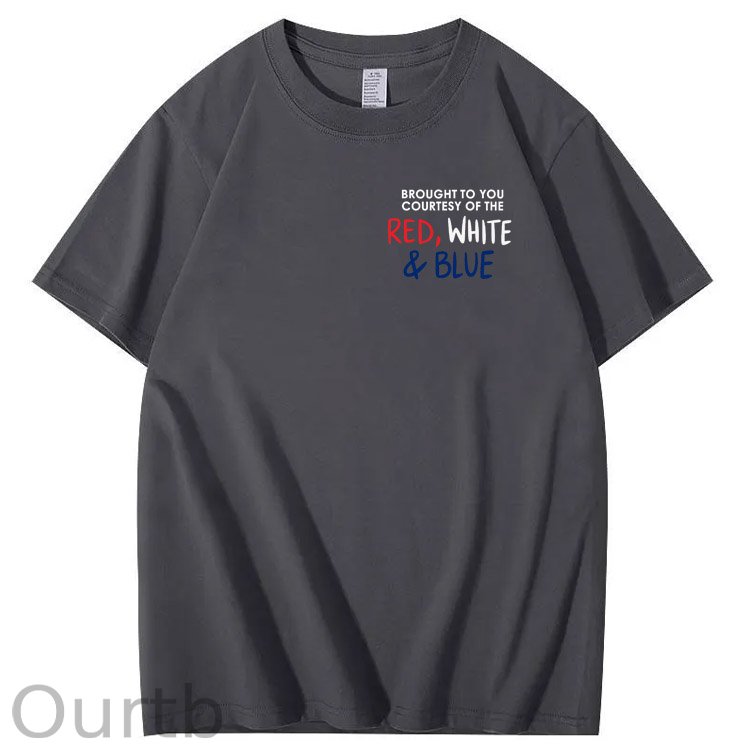 Red White And Blue  Pattern Print 100%Cotton T-Shirt