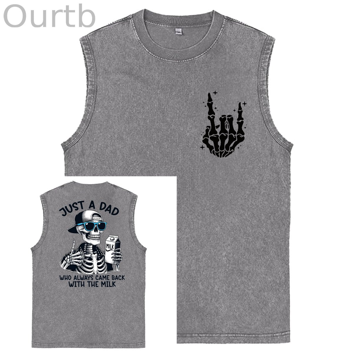 Just A Dad Who Always Came Back With The Milk Print Washed Cotton Sleeveless Tank Tops