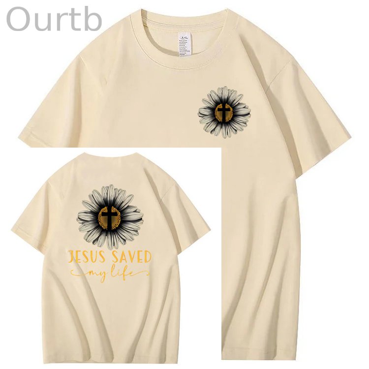 Jesus Saves My Life Pattern100% Cotton T-Shirt