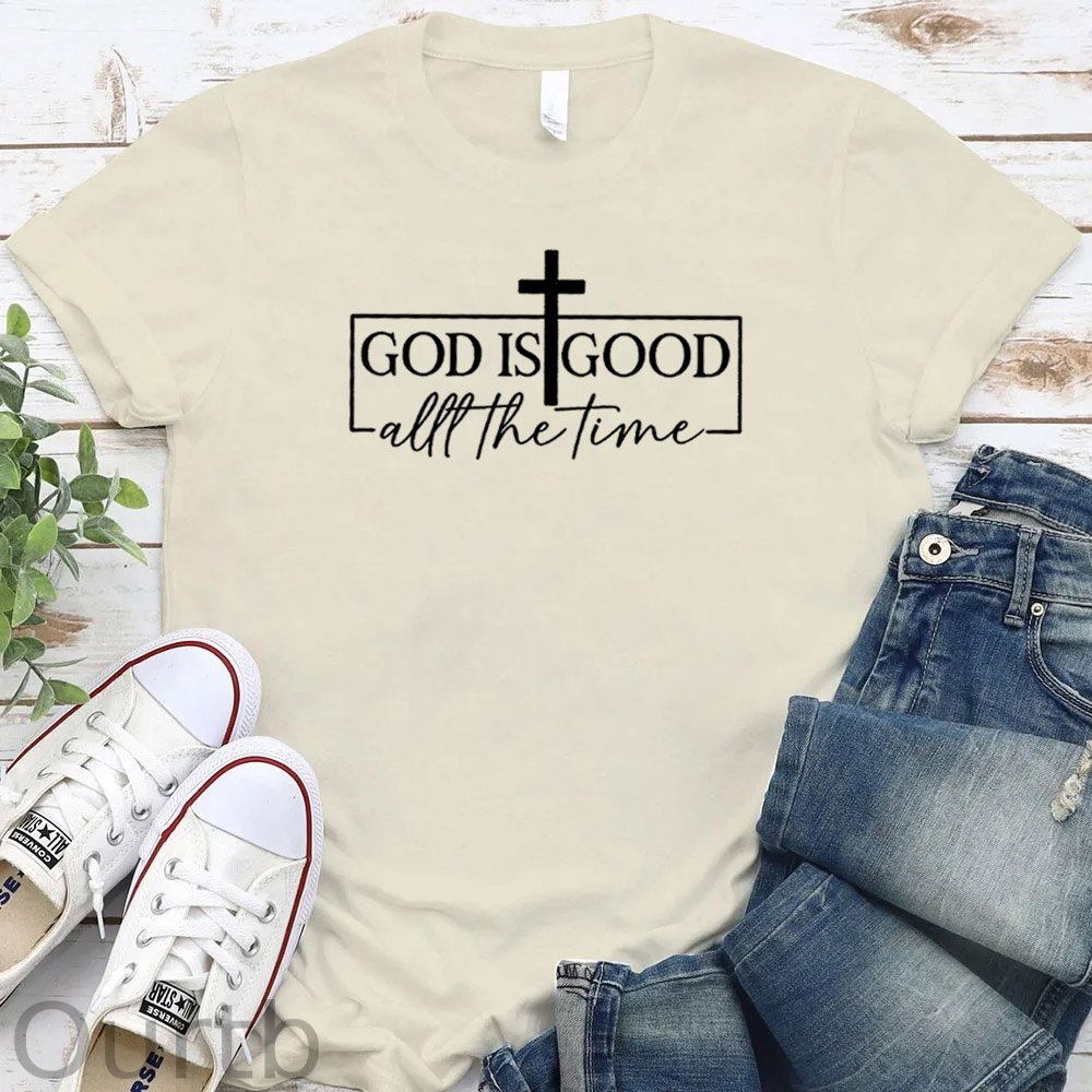 God Is Good All The Time Pattern Round-Neck T-Shirt