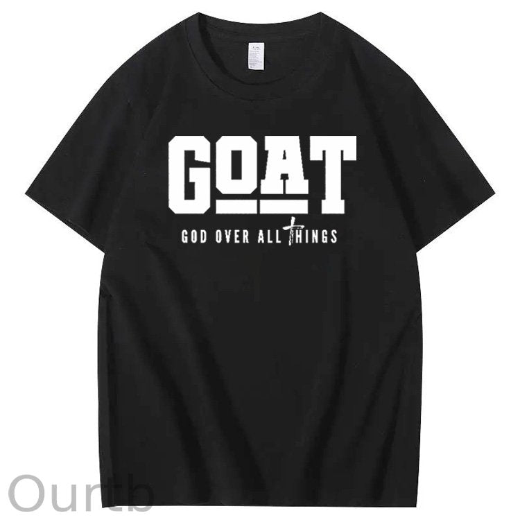 God Over All Things Pattern Print Crew Neck T-Shirt