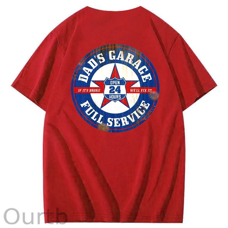 Dad's Garage Full Service If It's Broke We'll Fix It Printed Men's T-shirt