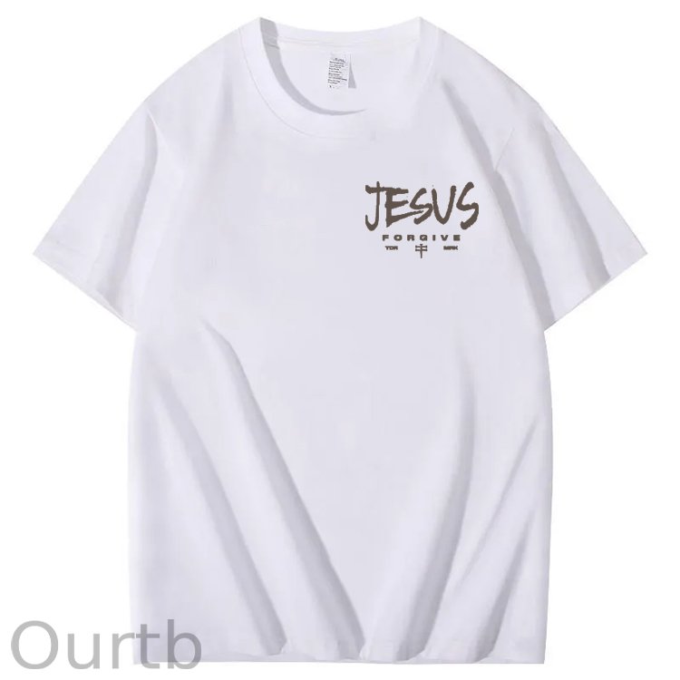 Jesus Forgive Pattern Print 100%Cotton T-Shirt