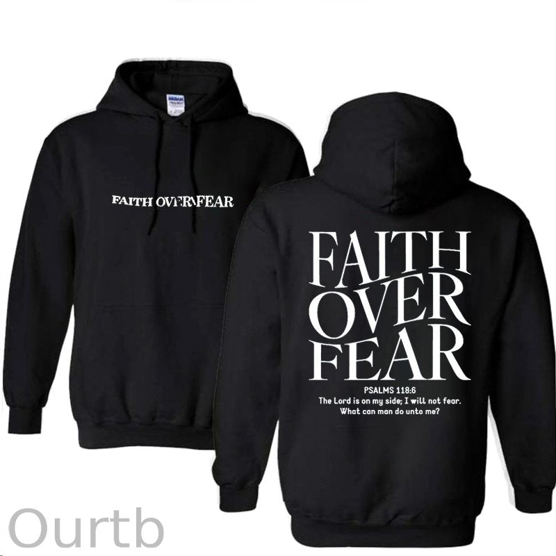 Faith Over Fear Pattern Printed Classics Hooded Sweatshirt