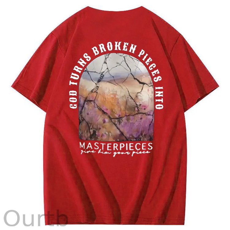 God Turns Broken Pieces Into Masterpieces Christian Pattern Crew Neck T-Shirt