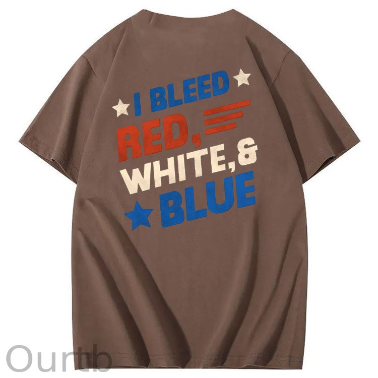 I Blessed Red White & Blue Pattern 100&Cotton Print T-Shirt
