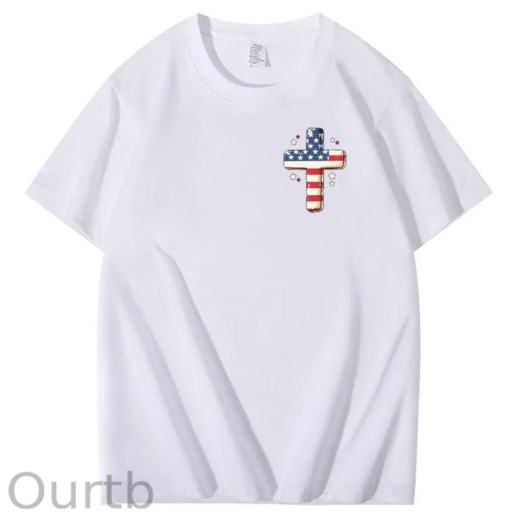 Independence Day Stars&Stripes Jesus Chirs Pattern Print T-Shirt