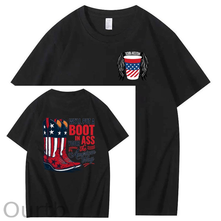 Put A Boot In Your Ass Pattern 100&Cotton Print T-Shirt