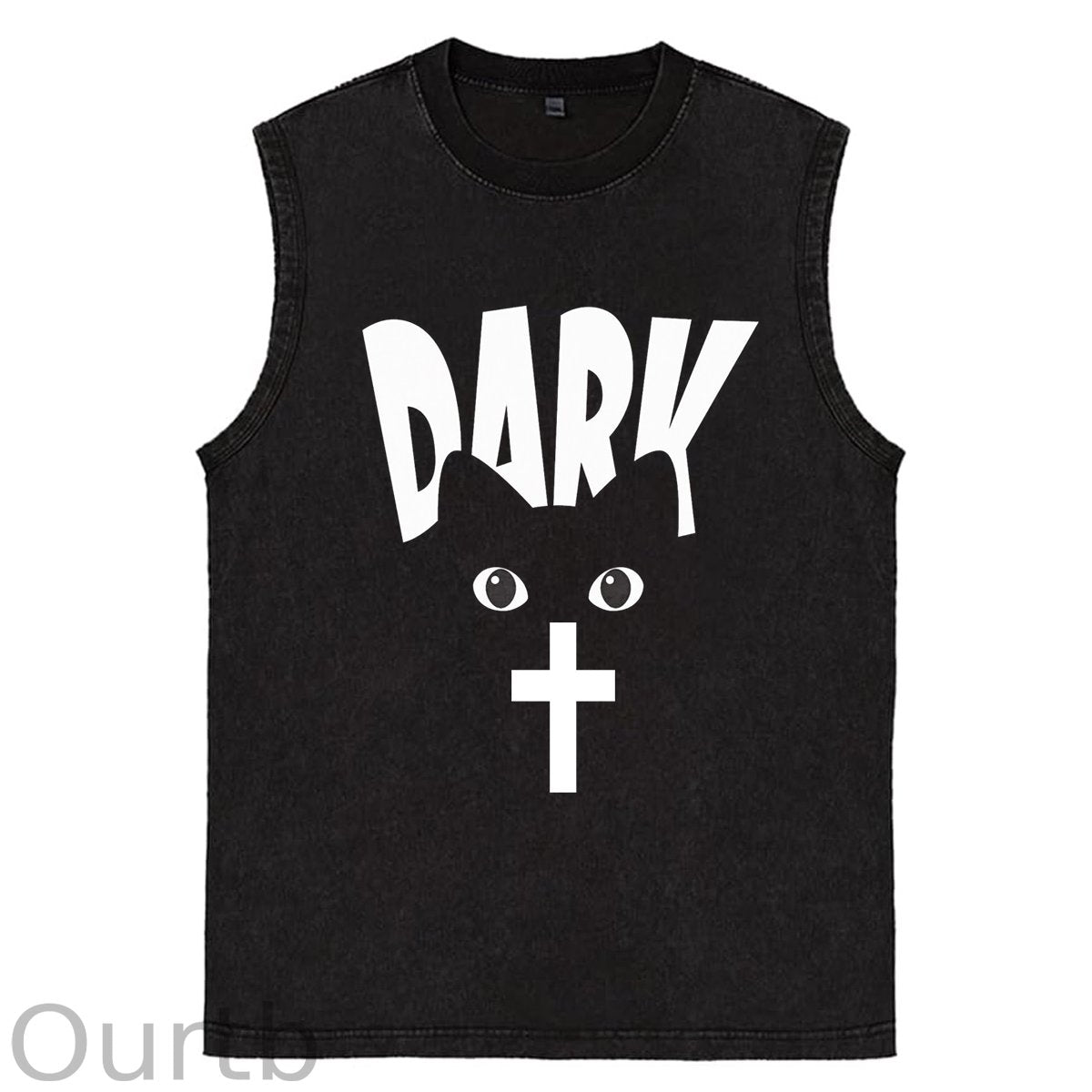 Funny Cat Dark Easter Jesus Christ Cotton Sleeveless Tank Tops
