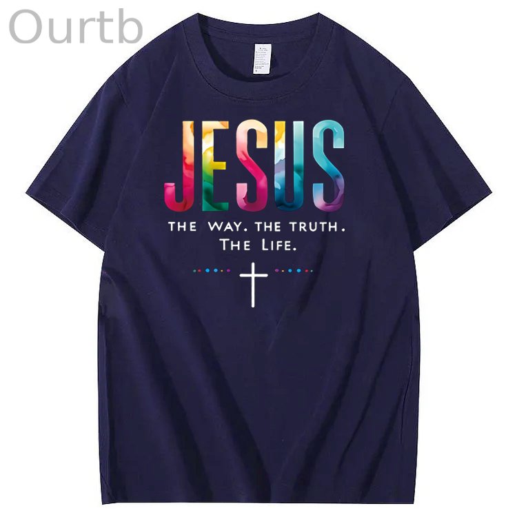 Watercolor Jesus  Pattern  Print 100%Cotton T-Shirt