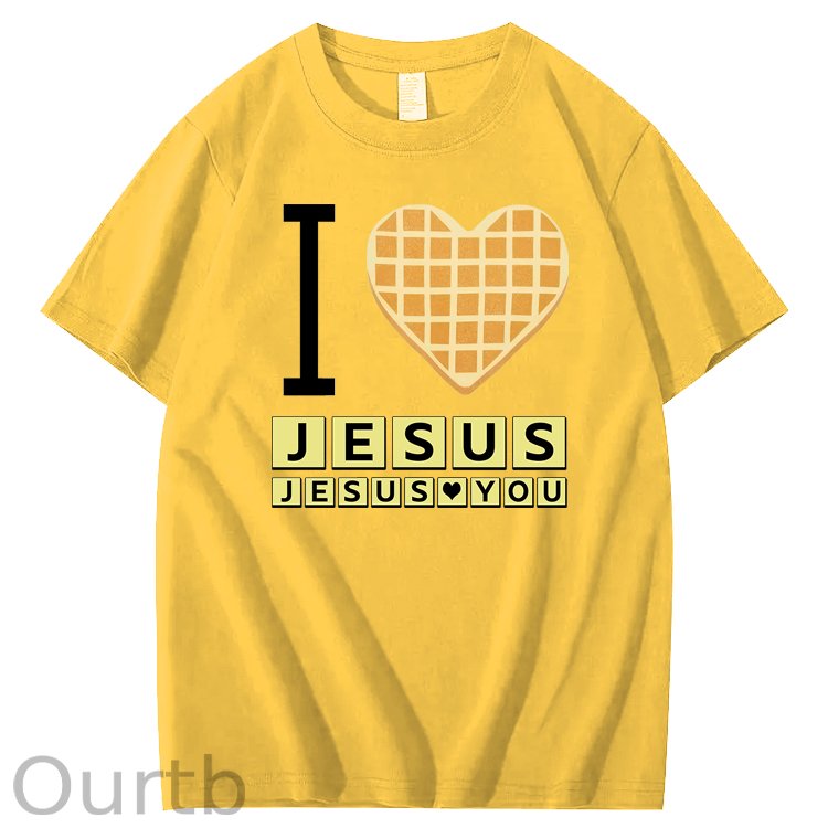 I Love Jesus Jesus Love You Waffle 100% Cotton T-Shirt
