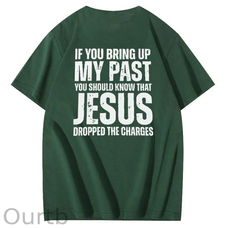 Bring Up My Past Jesus Pattern Print Crew Neck T-Shirt