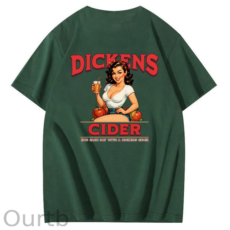 End Each Day With A  Dicknes Cider Pattern Print 100%Cotton T-Shirt