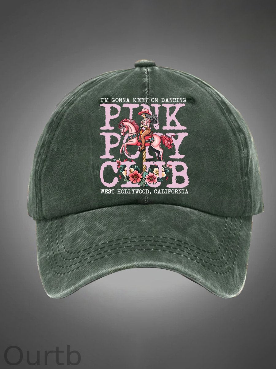 I'm Gonna Keep On Dacing Pattern Washed Hats