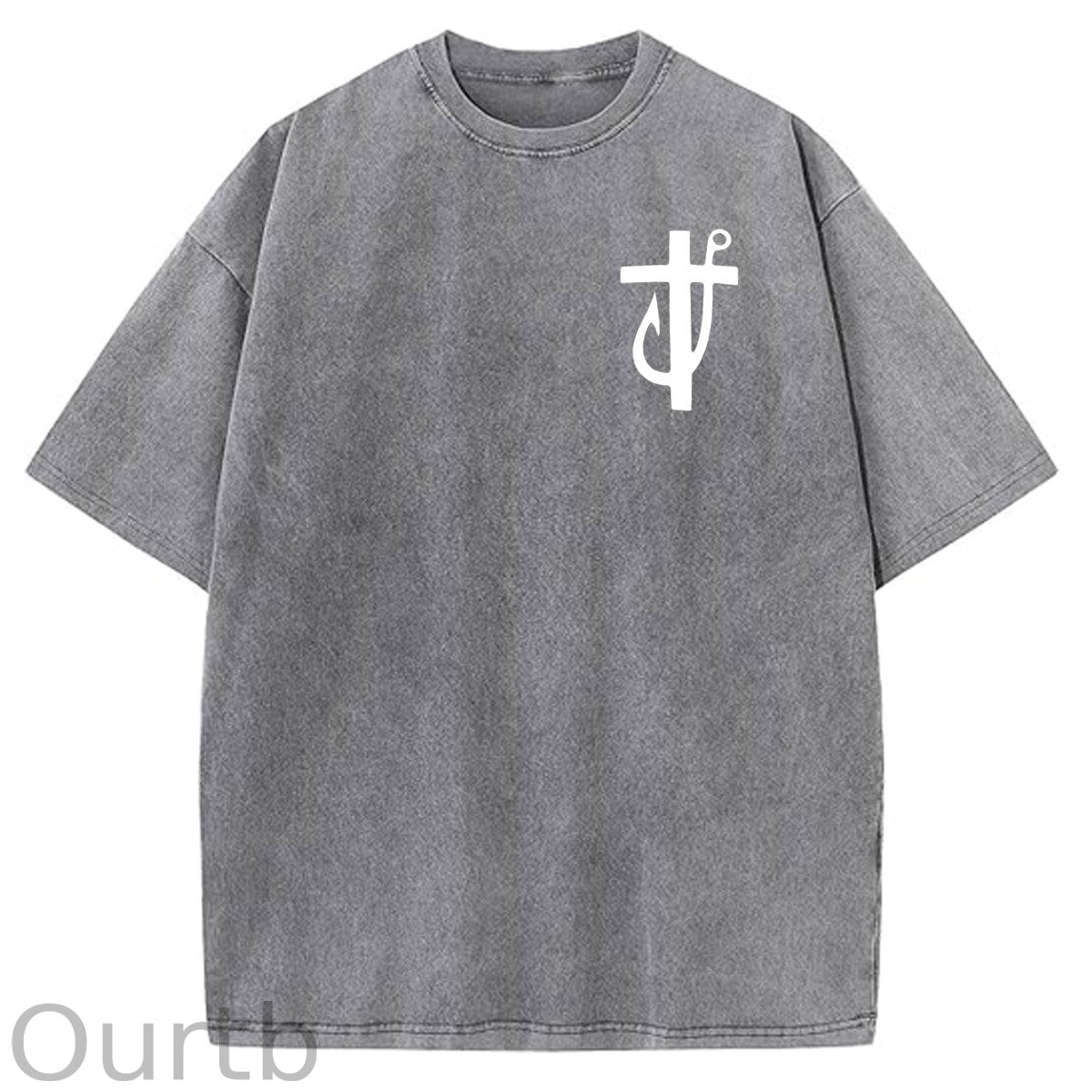 Jesus Made Me A Fisherman Pattern Washing And Aging Process Crew Neck T-Shirt