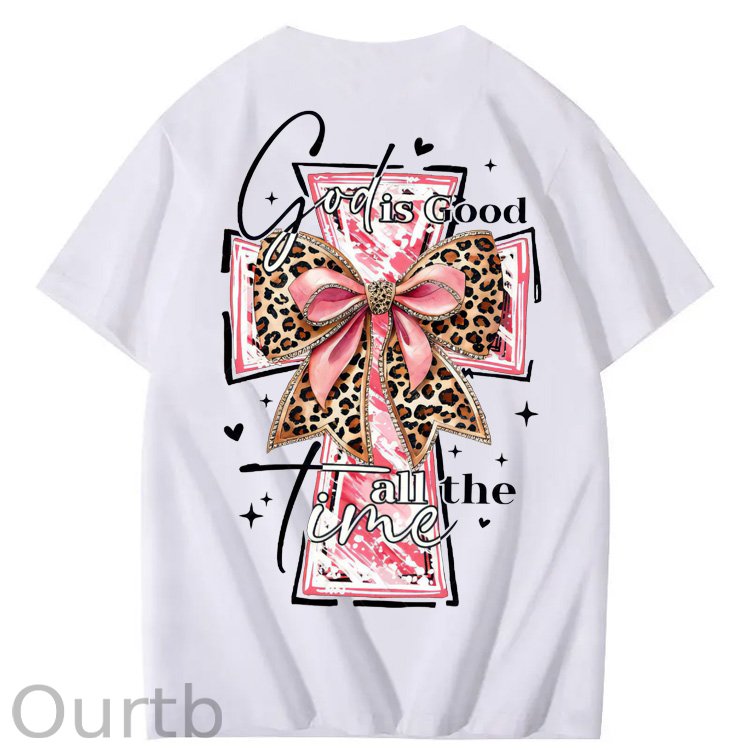 God Is Good All The Time Pattern Print 100%Cotton T-Shirt