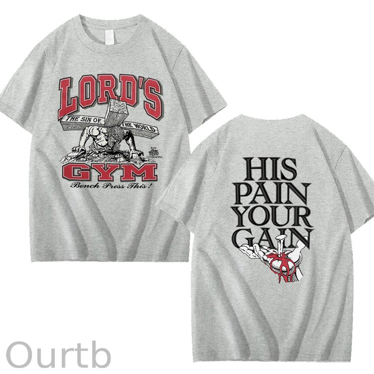 Vintage 1990s Lord's GYM His Pain Your Gain Jesus 100% Cotton T-Shirt