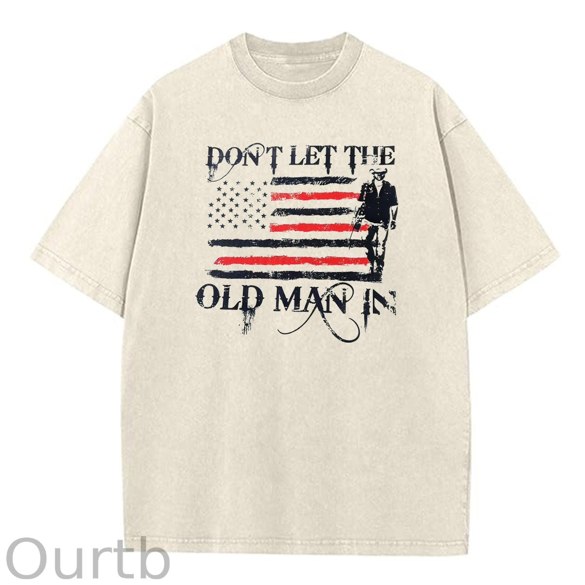 Don't Let The Old Man In  Pattern Washing And Aging Process Crew Neck T-Shirt