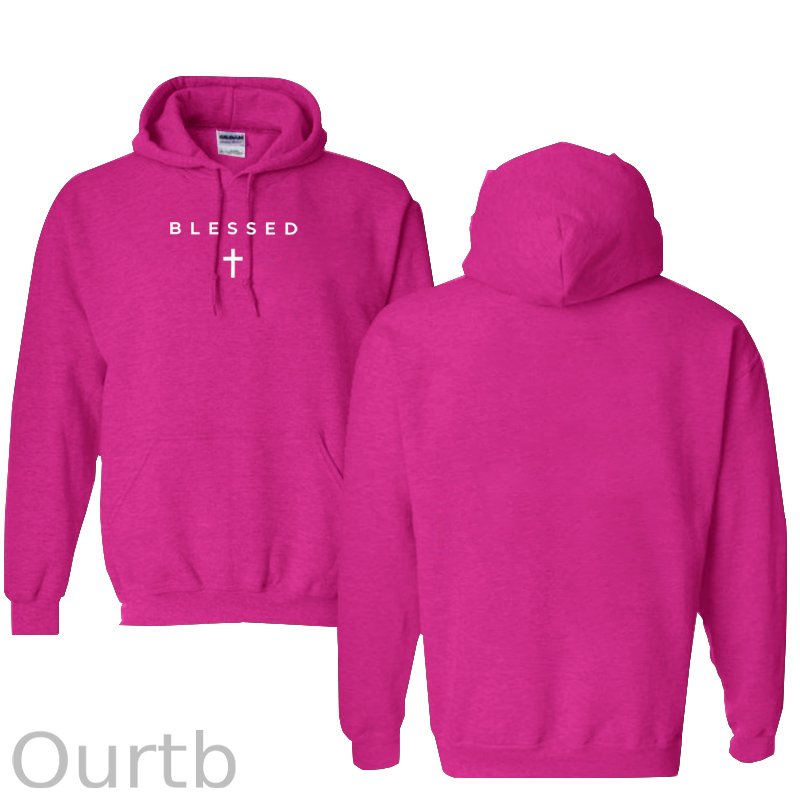 Cross Blessed Cotton Hooded Sweatshirt