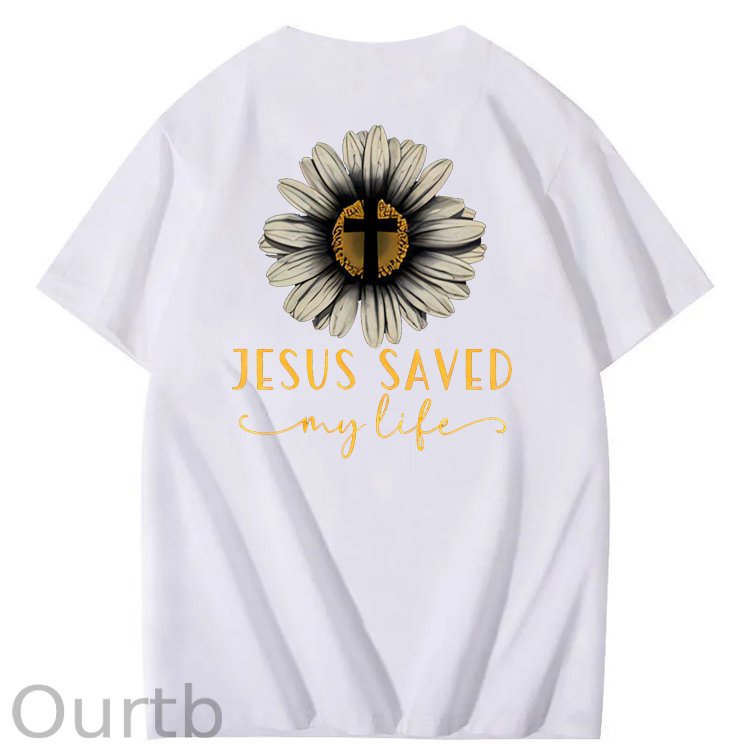 Jesus Saves My Life Pattern100% Cotton T-Shirt