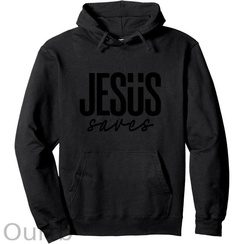 JESUS saves Cotton Hooded Sweatshirt