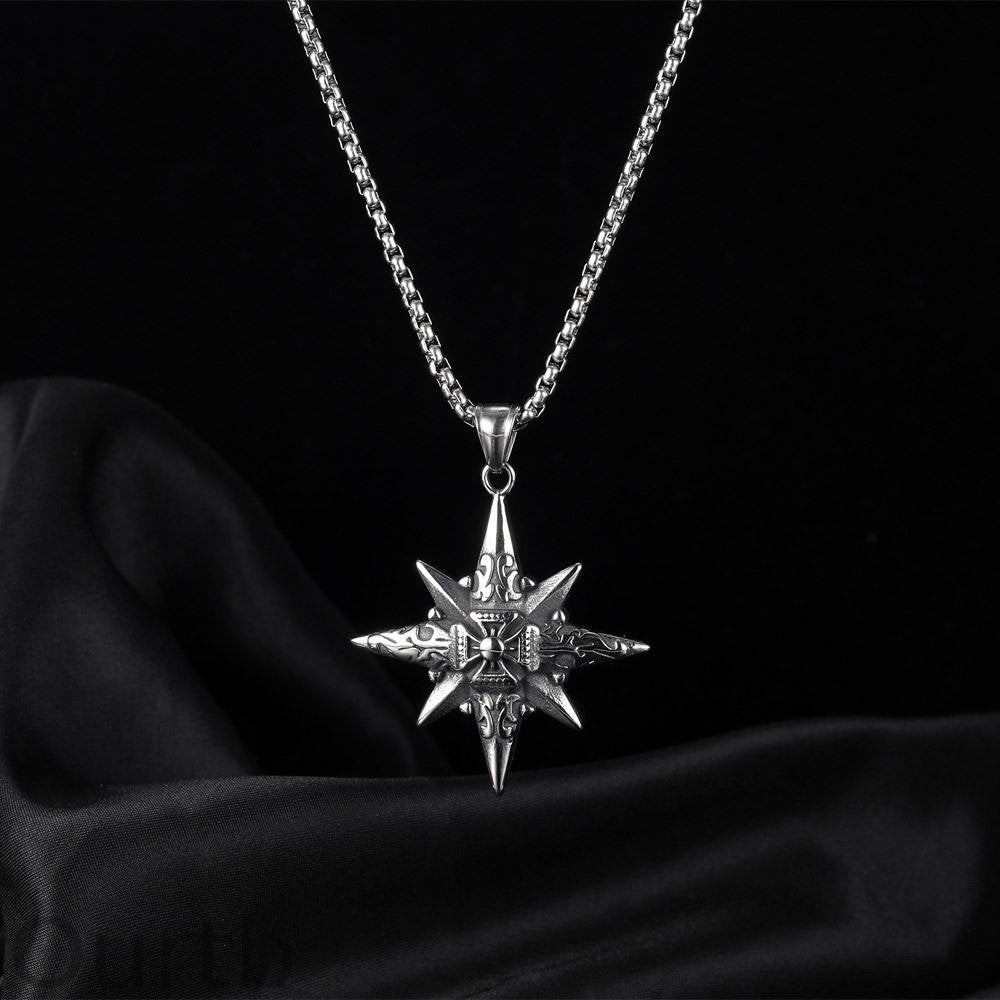 Vintage Casual Octagonal Star Cross Necklace 13169889TO