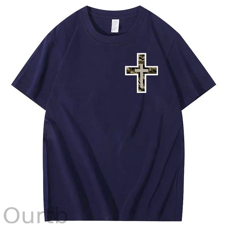 Camo Cross Antlers Faith 100% Cotton T-Shirt