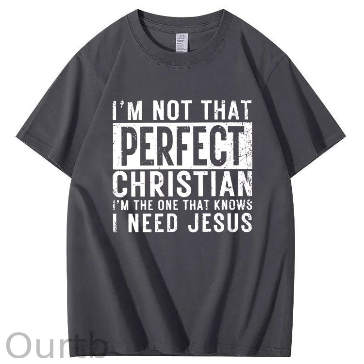 I Need Jesus  Pattern Print 100%Cotton T-Shirt