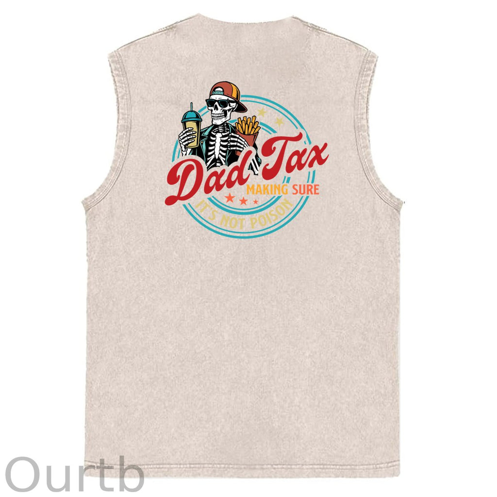 Dad Tax Pattern Sleeveless Cotton Washed Printed Loose Vest